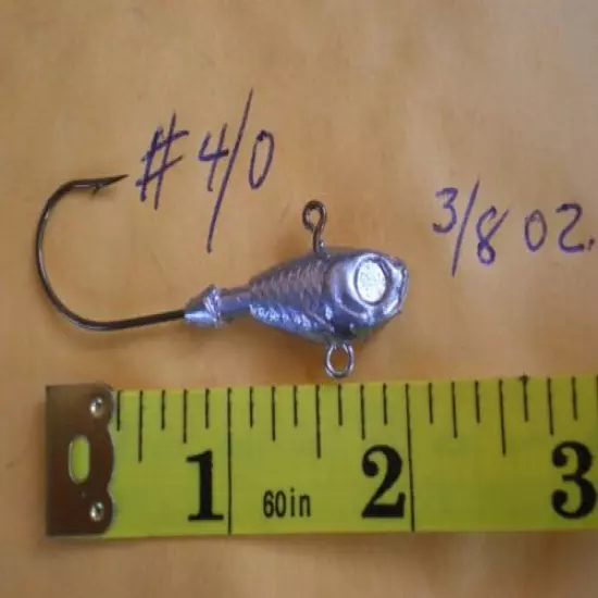 27 PCS. ULTRA MINNOW JIG LURE 5/8,1/2,3/8 OZ. #4/0 WITH TWO EYES/UNPAINTED 9 EA.