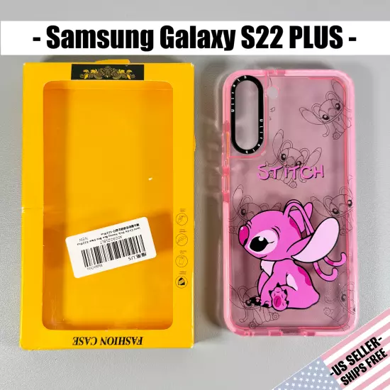 Disney ANGEL Case for Galaxy S22 PLUS | Love Angel- Stitch GF | Translucent Pink