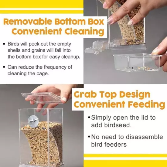 No Mess Bowl Auto Cage Bird Feeder Cup Automatic ParrotsCanary Cockatiel; S7Y4