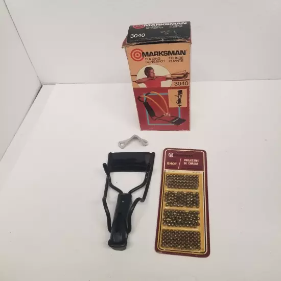 Vintage Marksman 3040 Folding Sligshot w/ Box & 200 Shots, Needs Strap