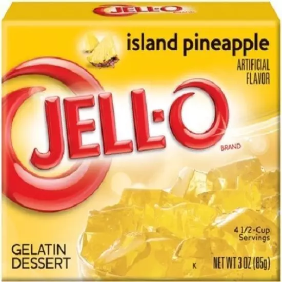 Jell-O Island Pineapple Instant Jello Gelatin Mix 3 oz Box