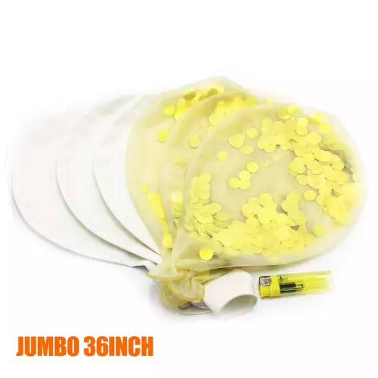 36 Inch Jumbo Gold Confetti Balloons and 36 Inch Big Latex White Balloons, Gi...