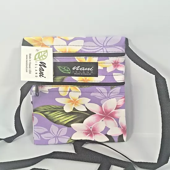 NANI ISLAND NIGHT BLOOMING BOUQUET LAVENDER IPHONE/PASSPORT BAG 7.5"Hx5"W NEW 