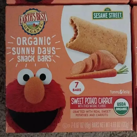 6x EARTHS BEST Organic Sunny Days Snack Bars Sweet Potato Carrot 42 BARS 07/24