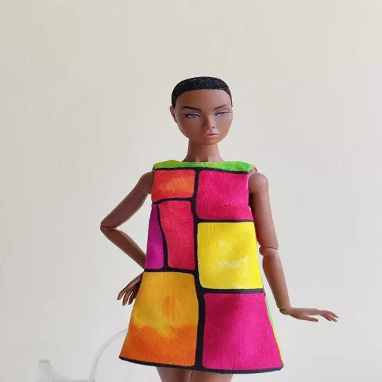 Red & Yellow Color Block dress for Poppy Parker, Nu face, Nippon by Olgaomi