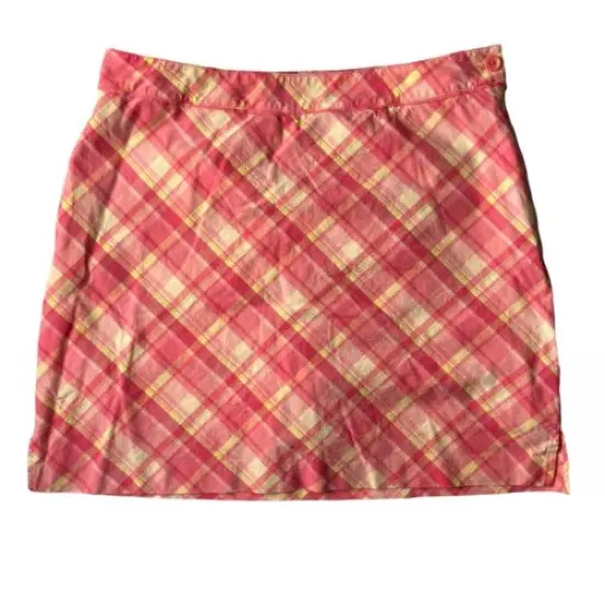 EP Pro Womens Size 10 Golf Skirt Skort Pink Yellow Undershorts Pockets Zipper