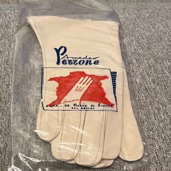 NIP BEAUTIFUL AMEDEO PEZZONE IVORY KID SKIN LEATHER VINTAGE GLOVES SIZE 7