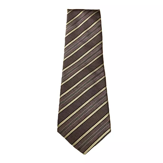 XMI Umbria Silk Tie, Purple & White Striped Design