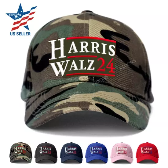 Harris Walz 2024 Presidential Election USA FLAG Adjustable Cap Baseball Hats - 1