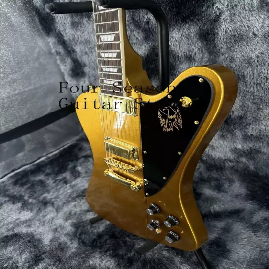 Solid Custom Gold Firebird Electric Guitar Gold Part Black Pickguard 2H Pickups