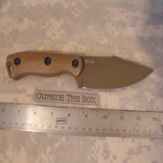 Ka-Bar Becker: BK18 "Harpoon" Knife, USA MADE, Tan w/Celcon Sheath, Belt Loop