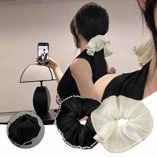 Elastic Hair Scrunchie Black / White Head Rope Hair Accessories For Women O8F ο^