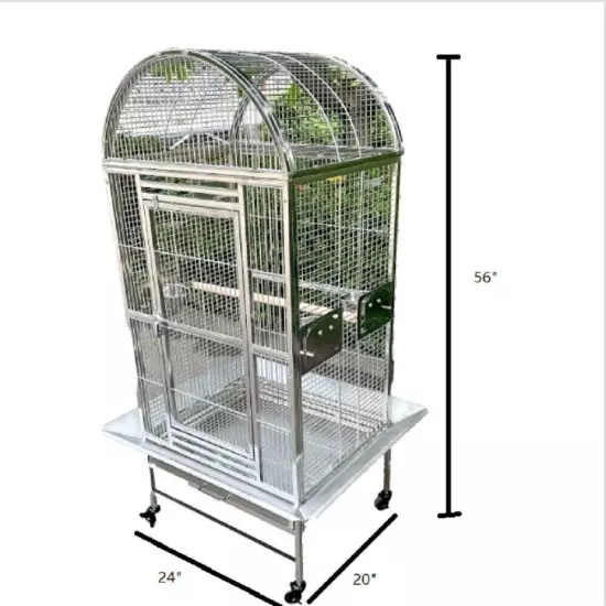 Stainless Steel SUS201 DomeTop Style Small Bird Cage Parrot Cage 24" x 20" x 56"