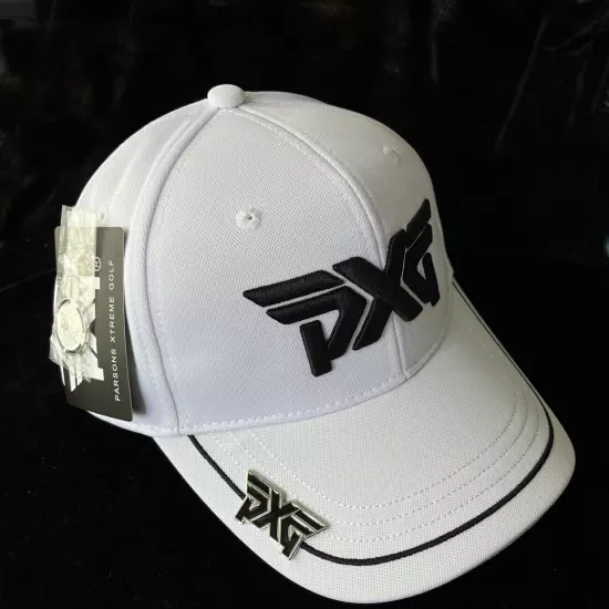 Black/White -PXG Hat Golf Baseball Cap Line Pattern Caps Adjustable W/ Ball Mark