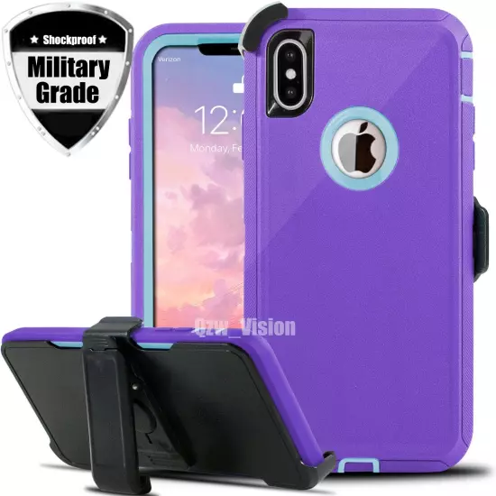 For Apple iPhone X XR XS Max Shockproof Hard Rugged Case Cover With Belt Clip 