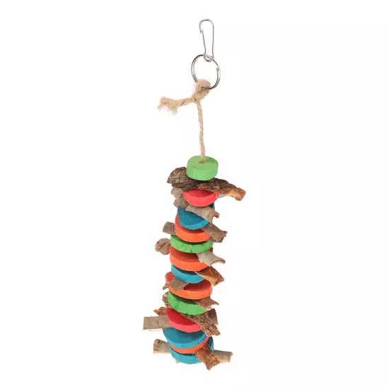 Parrot Chewing Toys Natural Bark Relieve Stress Colorful Wood Hanging Chewing