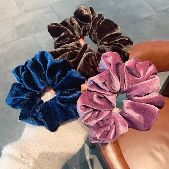 Oversized Velvet Scrunchies Women Solid Rubber Bands Ponytail Elastic Hair Ties