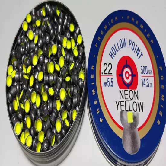 .22 Crosman Hollow Point Pellets qty 500 in NEON YELLOW....