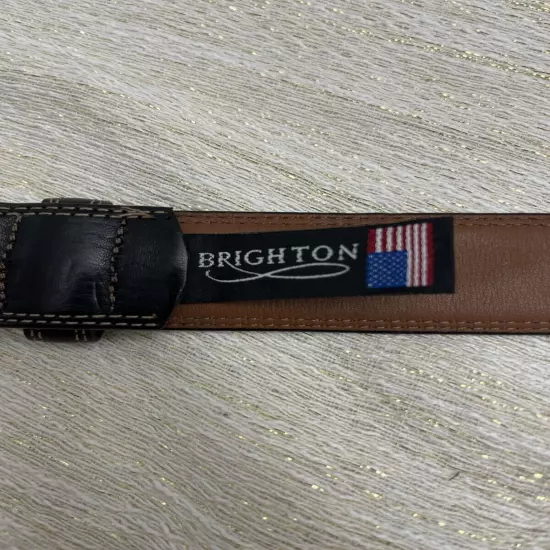 Brighton Black Leather Belt Size 34 Men’s Made In USA Dress Business Casual 