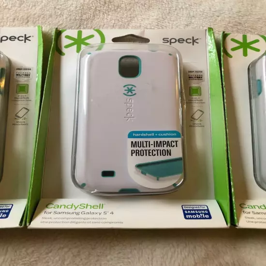 SPECK CANDYSHELL CASE FOR SAMSUNG GALAXY S4 WHITE & SEA BLUE Lot Of 3