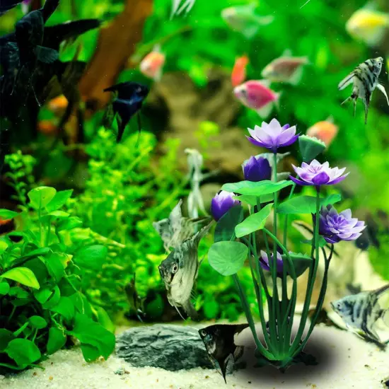 Artificial ,Lotus Decoration Aquarium Water Grass Decor Fish Tank Lan