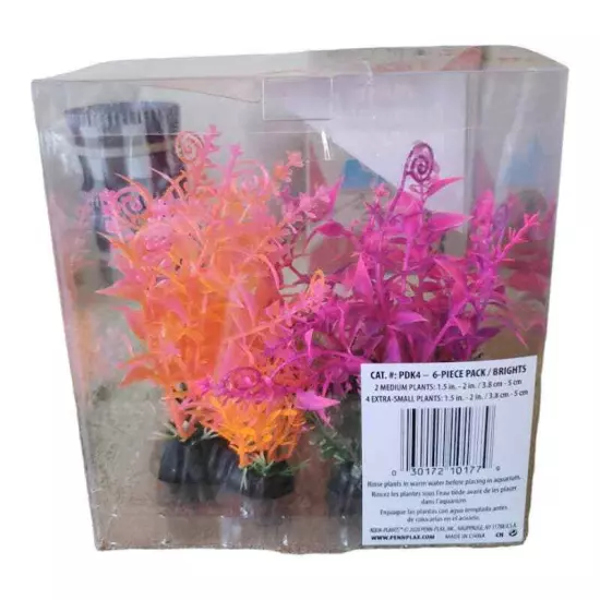 Aquarium Plants Decorating Kit with 6 different plants in Neon by Penn Plax