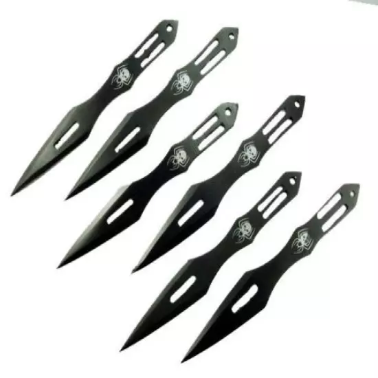 12pc SET Naruto Kunai 5.5" Black THROWING KNIVES Ninja Knife Dagger w/Sheath