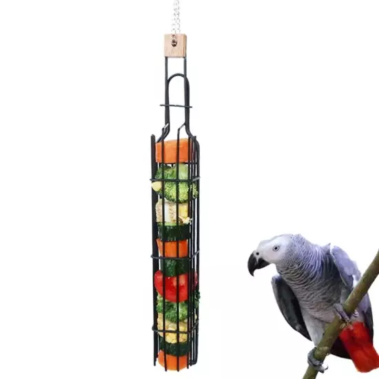 Bird Feeder Cylindrical Cage Container Outdoor Wild Birds Parrot Feeding