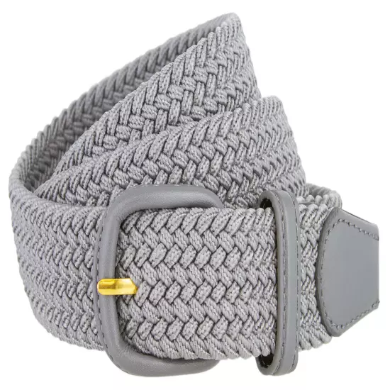 7001 Women's Leather Covered Buckle Woven Elastic Stretch Belt, 1-1/4" Wide