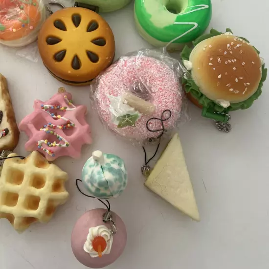 Squishy Food Set Keychain Or Charms, Small, Set Of 17