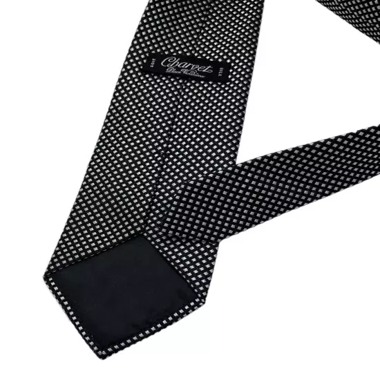 CHARVET Black Geometric Silk LUXURY Tie FRANCE