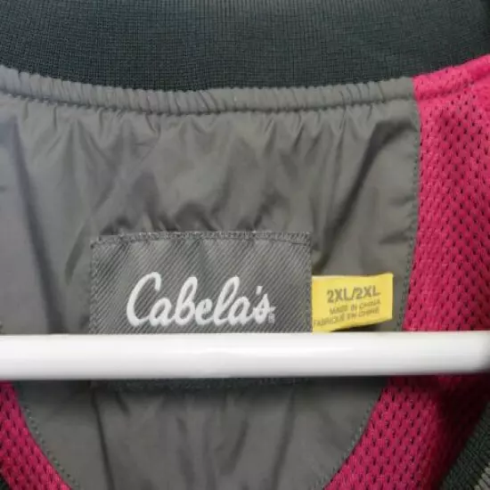 Cabelas Womens Nylon Windbreaker Gray Hot Pink Size 2XL Camping Comfort 