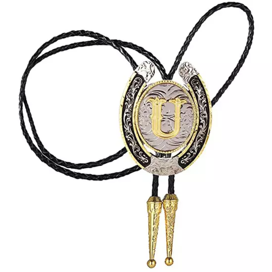 Bolo Tie for Men- Golden Initial Letter A to Z Western Cowboy Bolo Tie for Women