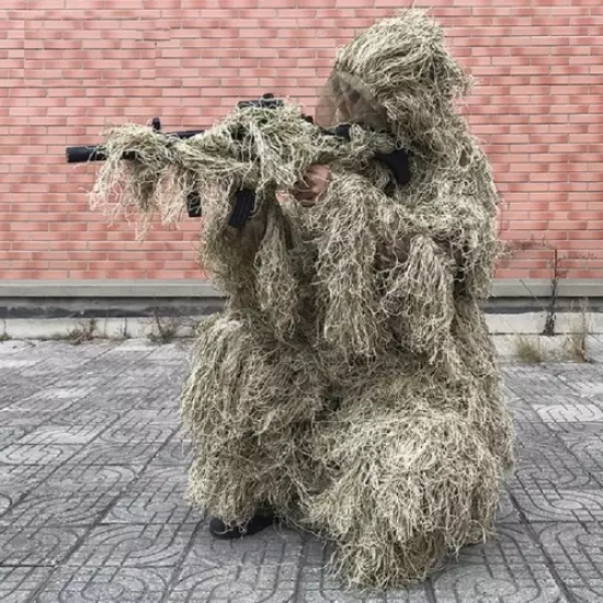 3D Grass Ghillie Suit 4 PCS Military Tactical Camouflage Hunting Suit Army