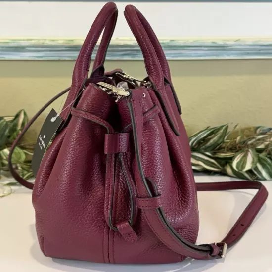 KATE SPADE DUMPLING SMALL SATCHEL CROSSBODY BAG PURSE BLACKBERRY MERLOT LEATHER