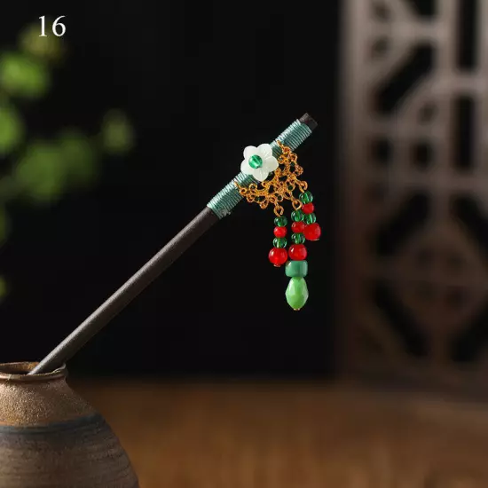 Womens Flower Wooden Chopsticks Hair Hairpin Hair Stick Chinese Style Retro❥