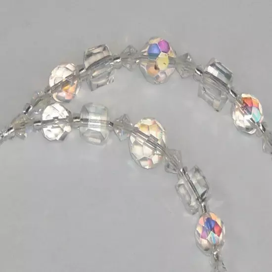 Eyeglass Chain Clear Crystal Faceted Glass Delicate Handmade 28 inches