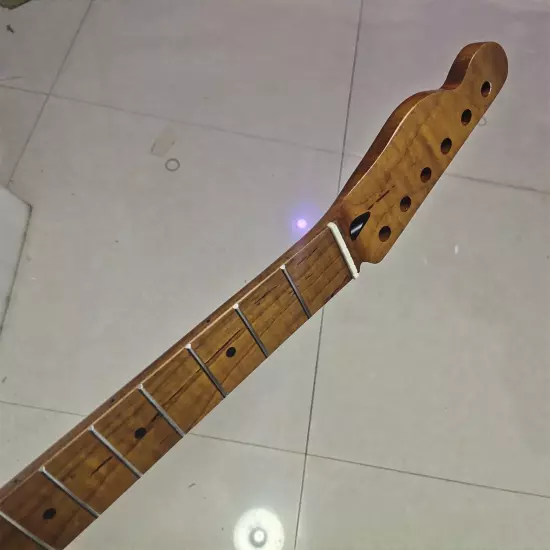 Reverse Head 22 Fret TL Guitar Neck Roasted Flame Maple For DIY Fender Replace