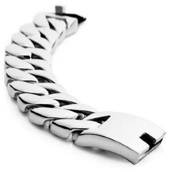 Cool MENS Silver 316L Stainless Steel BIG Heavy Biker Bracelet Bangle 8.3"x 26mm