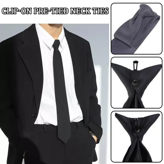 Black Clip On Tie Security Tie Doorman Steward Matte Tie Funeral Black