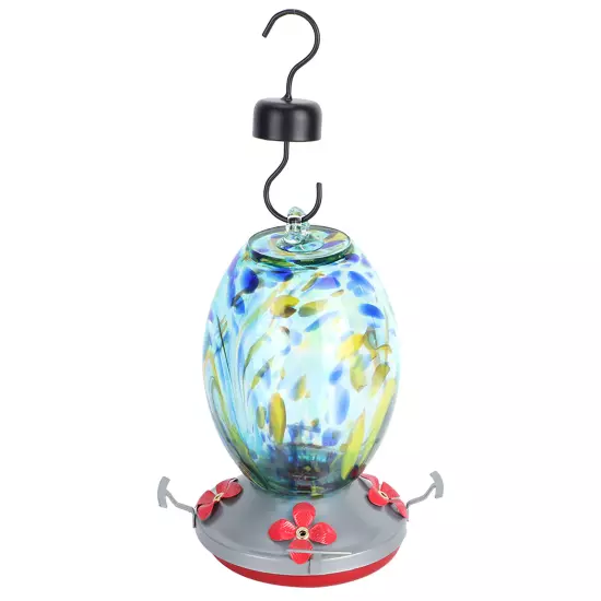 Q2)Hummingbirds Water Feeder Colorful Painting Glass Bird Feeding Tool For