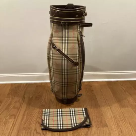 True VTG Genuine Burberry Nova Check Archive Golf Bag w/ Rain Cover (See Photos)