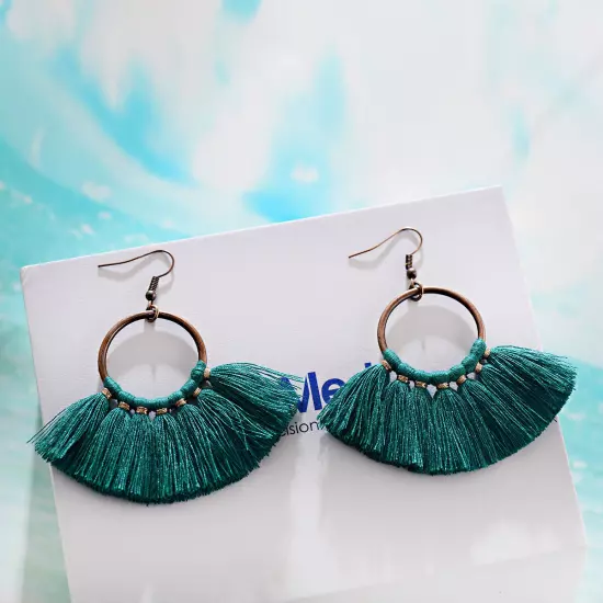 Fashion Women Bohemian Earrings Long Tassel Fringe Drop Dangle Ear Stud Jewelry