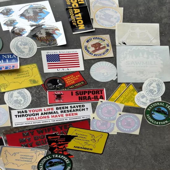 Trapping sticker collection, NRA, National Trappers Association, over 100