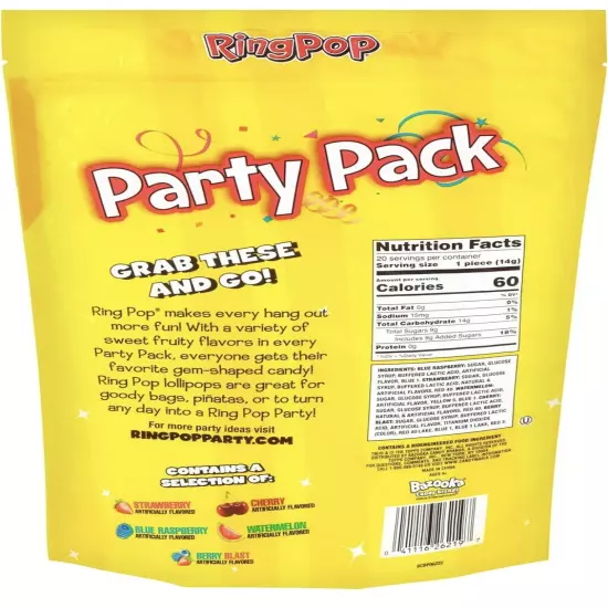 Ring Pop Individually Wrapped Bulk Lollipop Variety Party Pack – 20 Count Sucker