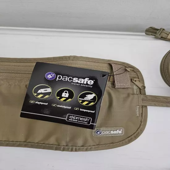 Pacsafe Coversafe Anti-Theft Secure Waist Travel Wallet Pack Tan NWT