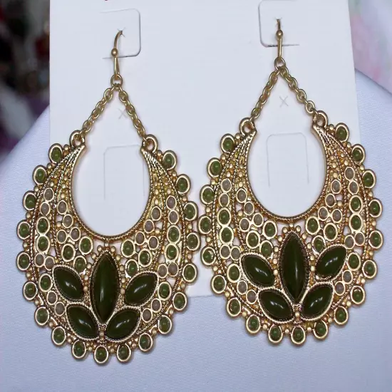 Spicy! LIA SOPHIA "DONOMA" BOHO CHIC Statement Earrings, Open Filigree, NWT