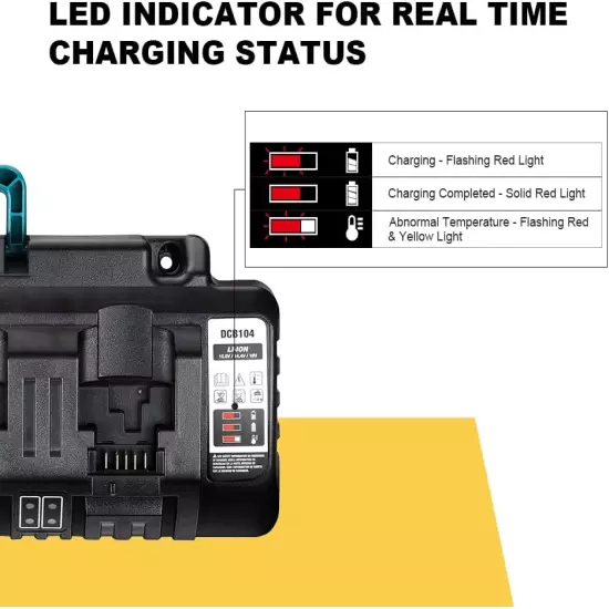 Compatible with Dwlt Charger DCB104, 12A 4-Ports Fast Charger Compatible with D