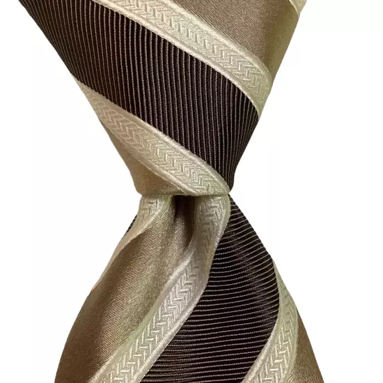 DONALD TRUMP President Signature Collection Silk Necktie STRIPED Brown/Tan GUC