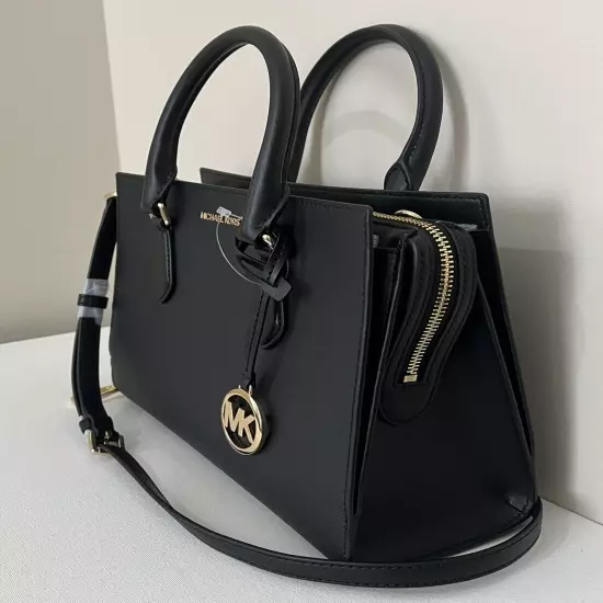 New Michael Kors Sheila Medium Saffiano Vegan Leather Satchel Black